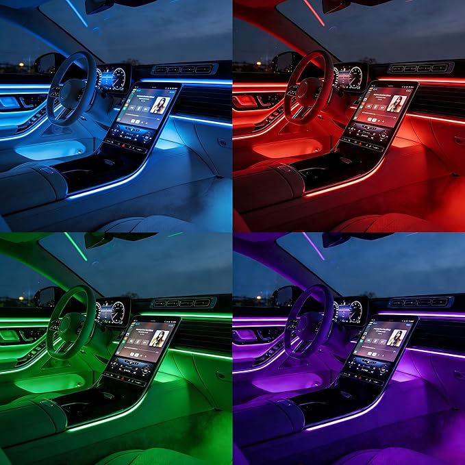 LED Lights for Car Interior - 5 in 1 Wireless Ambient Lighting Kit with 236" Fiber Optic, 16 Million Colors, APP Music Sync - Car Neon Lights for Cars, Trucks, SUVs（USB）