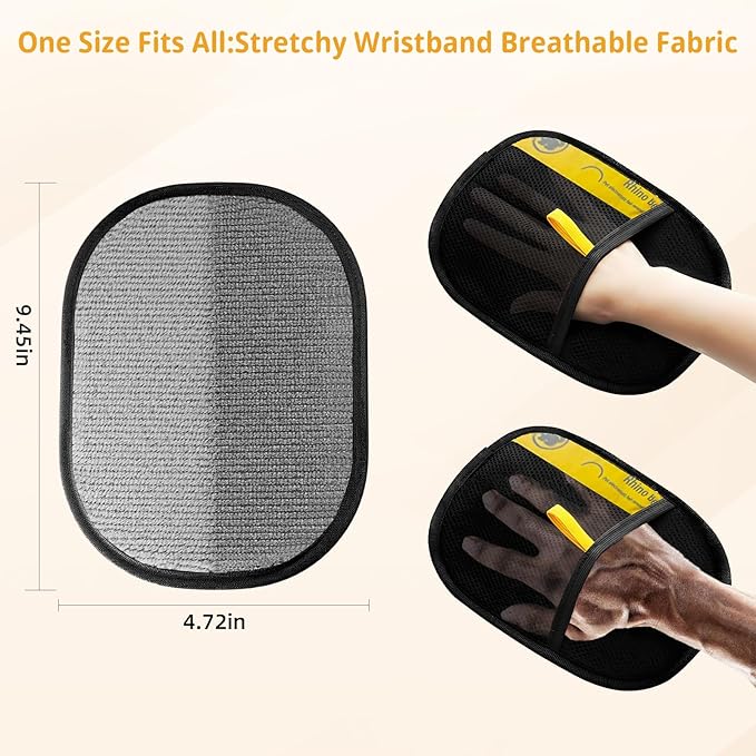 Electrostatic Pet Hair Removal Glove - Reusable, Washable Mitt for Furniture, Carpet, Car Seat & Clothing - Efficient Cat & Dog Hair Remover