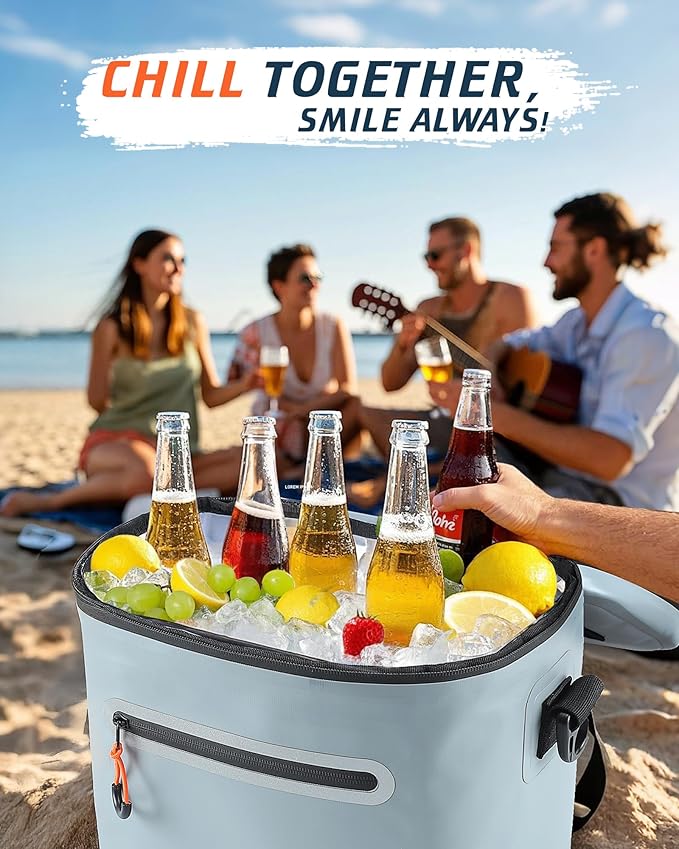 Soft-Sided Cooler Bag, 7/16/30 Can Insulated Lunch Box, Waterproof, Leak-Proof, Portable Lunch Bag for Work, Beach, Drink, Travel, Camping, Picnic