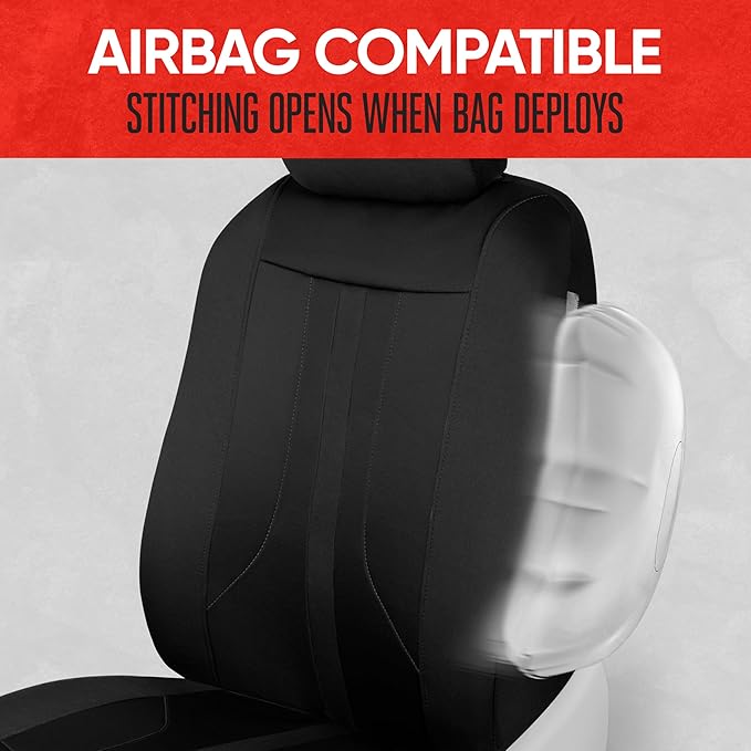 Motor Trend Black Cloth Car Seat Covers for Front Seats – Premium Automotive Bucket Seat Covers, Made for Vehicles with Removable Headrests, Interior Covers for Car Truck Van SUV