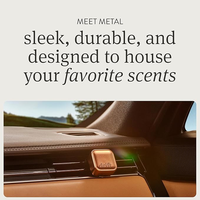Drift Metal Vent Clip 3x Refills - Car Air Freshener - Scent Diffuser for Car - Metal Odor Eliminator - Amber