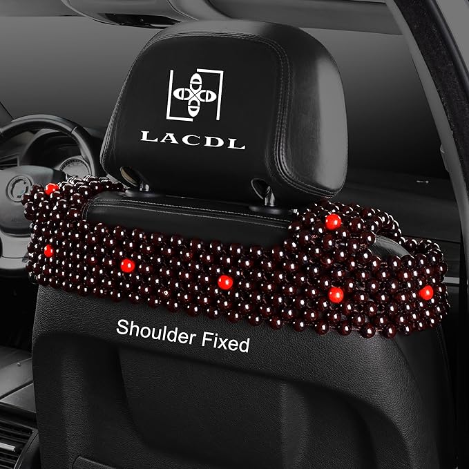 LACDL Beaded Car Seat Covers for Cars, Cooling Bead Seat Cover for Trucks & SUVs - Auto Ventilated Seat Cooler Pad, Natural Wood Breathable Beads - Sweat Protector for Summer, Stars