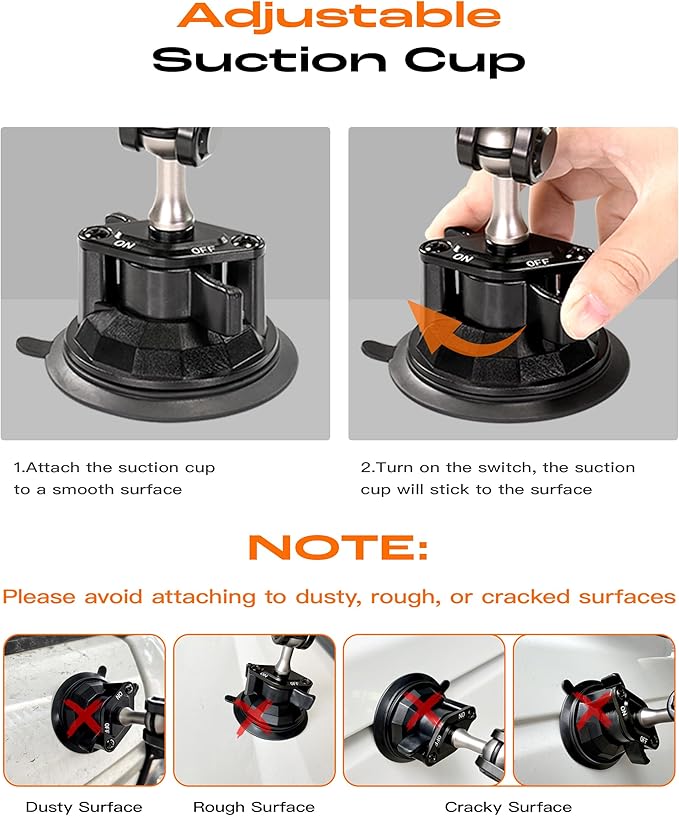 chubbycable ChubbyGrip Car Phone Holder 360° Adjustable Cell Phone Car Mount Ultra-Durable Metal Car Phone Mount for Windshield, Suction Cup Phone Mount for iPhone Samsung All Smartphone, Clamp
