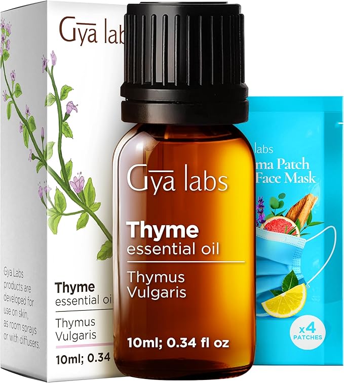 100% Pure Thyme Essential Oil - 0.34 Fl Oz - Thyme Oil for Hair, Skin, Diffuser, Aromatherapy & DIY Candle Making Scent