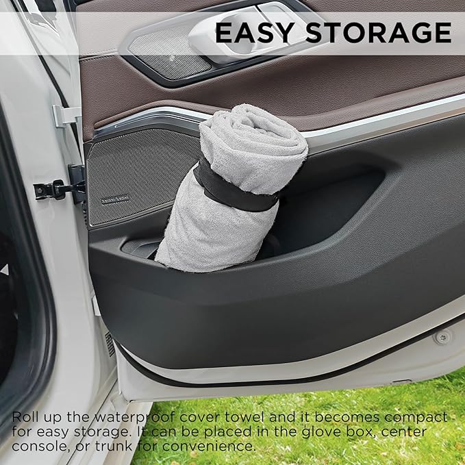 Waterproof Seat Cover Towel, 2PCS Premium Sweat Carseat Protector, Perfect for Universal Anti-Slip Car Truck SUV Seat, Great for Surfing Yoga Gym Workout, Gray