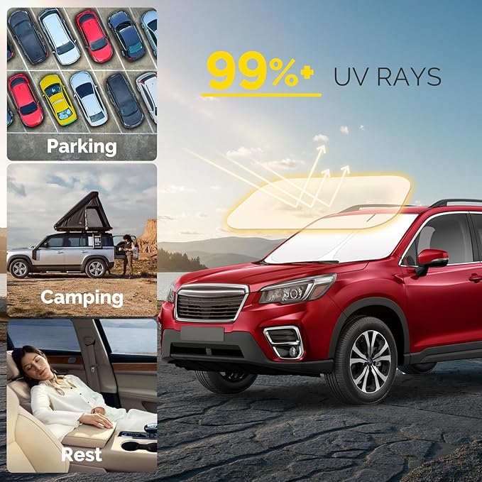 Car Windshield Sun Shade Compatible with 2019 2020 2021 2022 2023 2024 2025 2026 Subaru Forester Accessories Sunshade Custom for Forester Crossover, Base, Premium, Sport, Limited Foldable Sun Visor