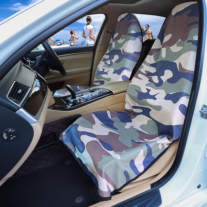 Car Seat Covers 1 Pack Waterproof Towel Car Seat Cover Universal Fit for Most Trucks SUV Fitness Athletes Pets Gym and Water Sport，Camouflage
