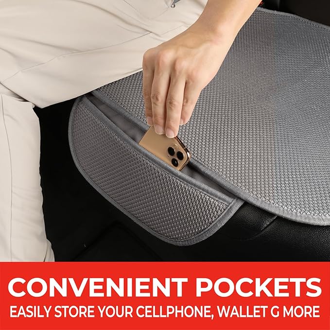All Season Rear Bench Car Seat Covers Grey - Breathable Car Seat Protectors with Anti Slip Bottom - Durable Auto Seat Cushions Universal Fit for Vehicles Cars SUV Trucks Size M