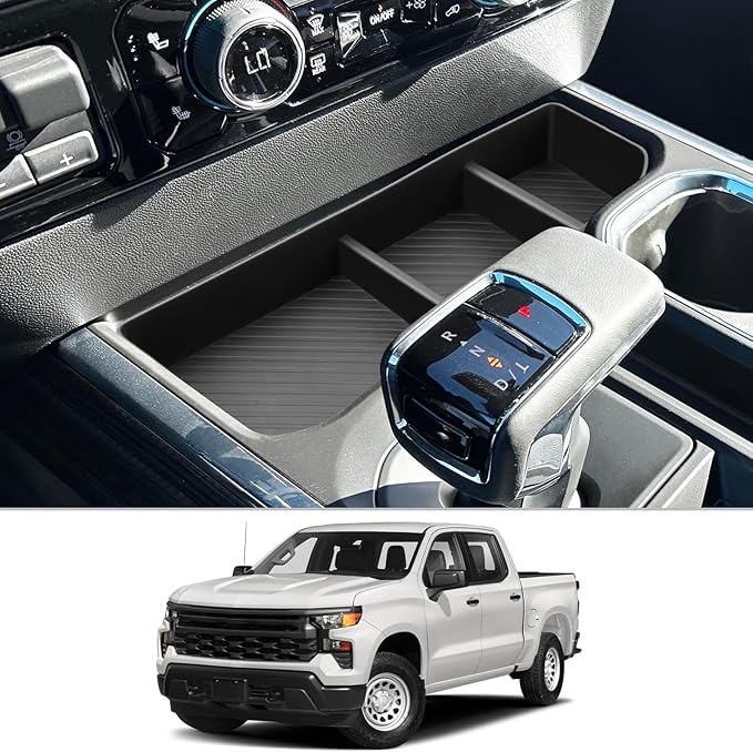 CDEFG for 2023 2024 2025 Chevy Silverado GMC Sierra Lower Console Organizer, Silverado Sierra 1500 Accessories Center Console Organizer Glove Box (for Full Console w/Bucket Seats ONLY)