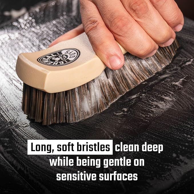 Chemical Guys Long Bristle Horse Hair Leather Cleaning Brush - Leather Brush to Gently Clean Car Interiors,Furniture,Sneakers,Boots,and More - Safe for Natural,Synthetic,Faux,and Pleather,(Pack of 12)