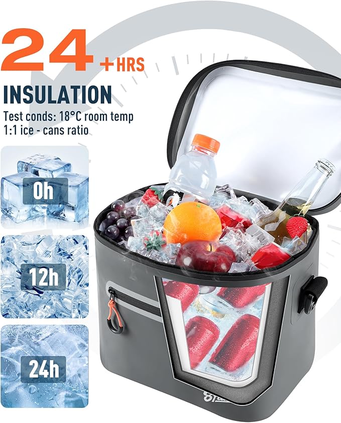 Soft-Sided Cooler Bag, 7/16/30 Can Insulated Lunch Box, Waterproof, Leak-Proof, Portable Lunch Bag for Work, Beach, Drink, Travel, Camping, Picnic