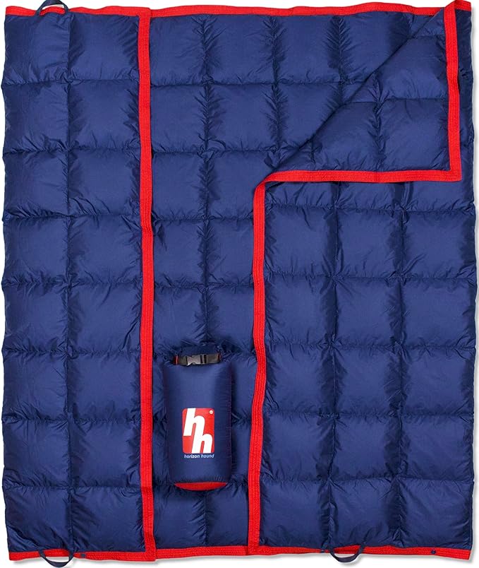 Horizon Hound Puffy Down Camping Blanket - Outdoor Travel Quilt | Sustainable, Insulated, Lightweight & Warm Gear for Sleep, Camping, Stadium, Hiking & Festivals | Water Resistant, Packable & Compact