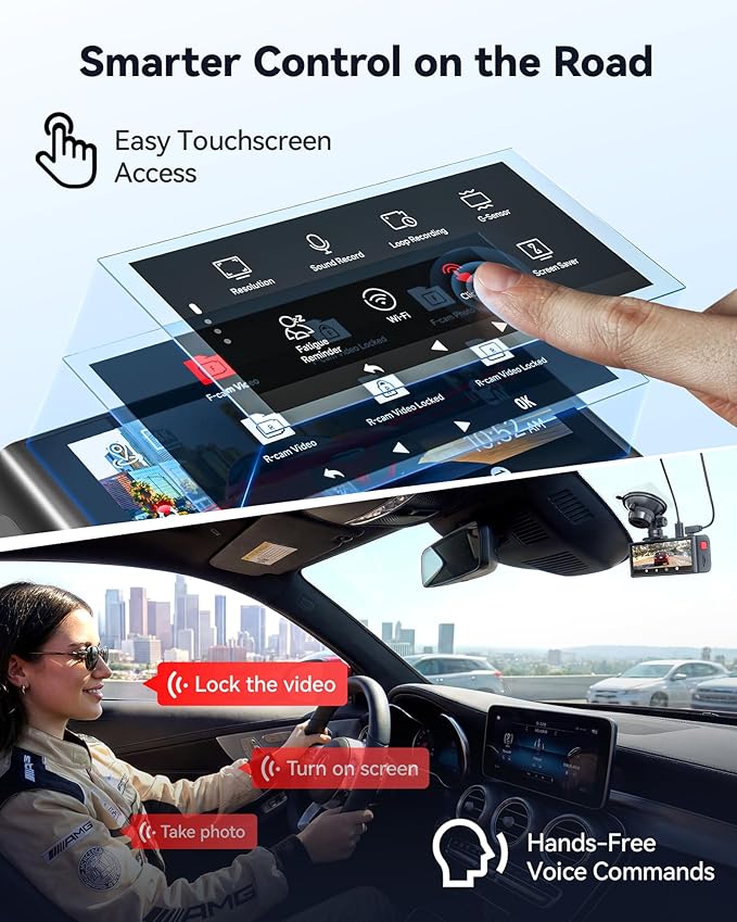 REDTIGER F7NA 4K Dual Dash Cam, STARVIS 2 IMX678, 8MP, 5GHz WiFi (20MB/s Fast Download), 4K Front 1080P Rear, GPS, Voice Control, WDR, HDR Night Vision, 24H Parking Mode, Support 512GB Max(No SD Card)