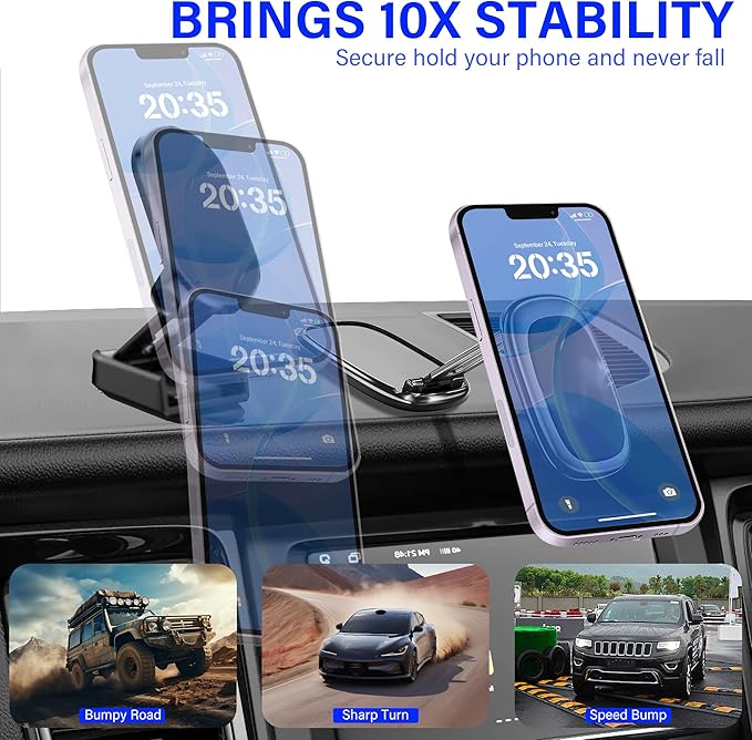 Magnetic Car Phone Holder, N55 Strong Magnets, 360° Rotation Dashboard Magnetic Phone Holder for Car, Folding Car Magnet Phone Mount for iPhone 16 15 14 13 Pro Max (Square-1)