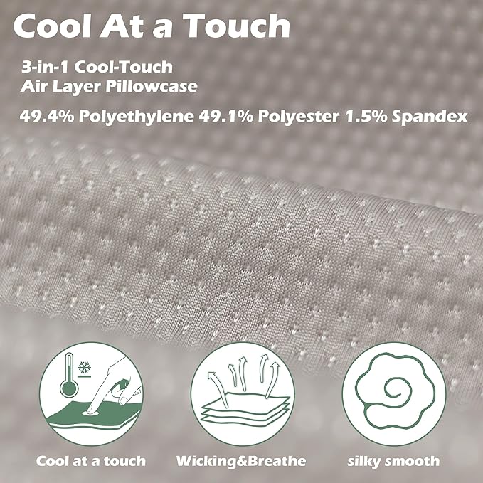 Cooling Camping Pillow, Memory Foam Travel Pillow with Adjustable Buckle Strap & Storage Bag, Compact Small Pillow for Airplane, Car Lumbar, Office, Washable Cooling Cover, Dusk Grey