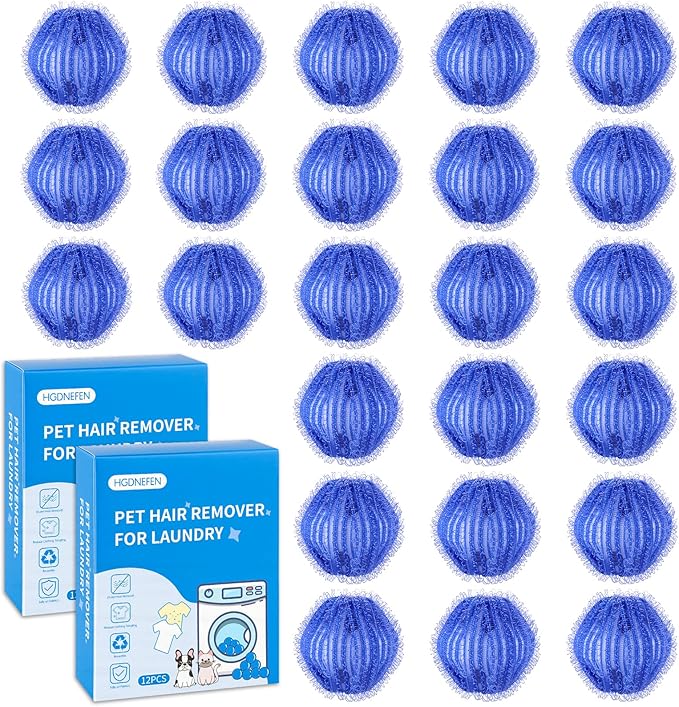 Pet Hair Remover for Laundry(24 PCS) - Washing Machine Hair Collector & Pet Hair Removal Tool, Cat Dog Hair Collector for Washer, Reusable Lint Trap for Front Load & Top Load Washers (Blue) (24)