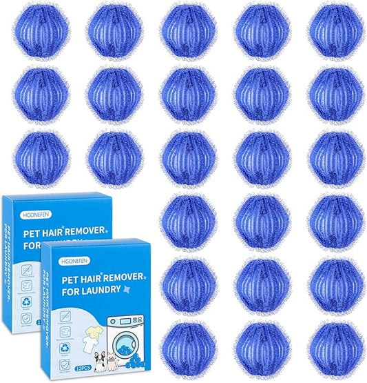 Pet Hair Remover for Laundry(24 PCS) - Washing Machine Hair Collector & Pet Hair Removal Tool, Cat Dog Hair Collector for Washer, Reusable Lint Trap for Front Load & Top Load Washers (Blue) (24)