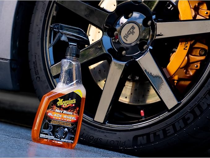 Meguiar's Hot Rims Black Wheel Cleaner, Deep Foaming Gel Specially Formulated to Effectively Clean Matte, Gloss, Satin, and Chrome Black Wheels, 24 Oz Spray Bottle