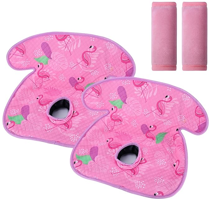 Car Seat Potty Training Protector, 2 Pack Waterproof Piddle Pad Carseat for Baby Toddlers, Leak-Proof Car Seat Liner with Non-Slip & 2 Strap Covers, Machine Washable - Pink