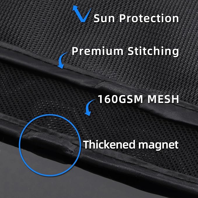 Aokway Magnetic Car Window Shades, 2Pcs Double-Layer UV Protection Car Curtains for Rear Side Window Sun Shade, Universal Fit for Baby, Driver (Black, Rear 2pcs)