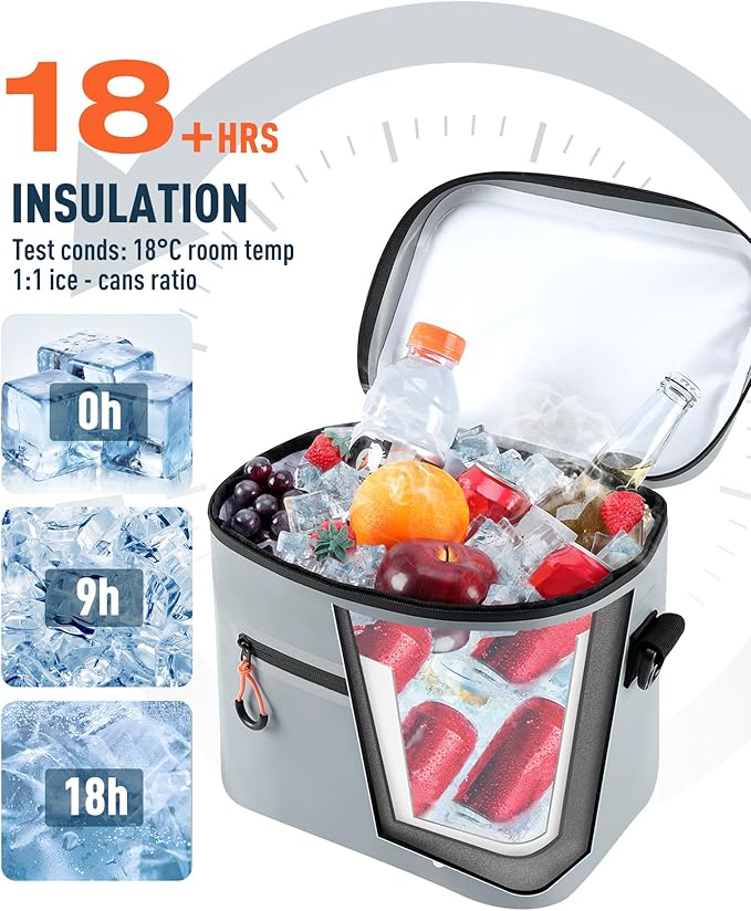 Soft-Sided Cooler Bag, 7/16/30 Can Insulated Lunch Box, Waterproof, Leak-Proof, Portable Lunch Bag for Work, Beach, Drink, Travel, Camping, Picnic
