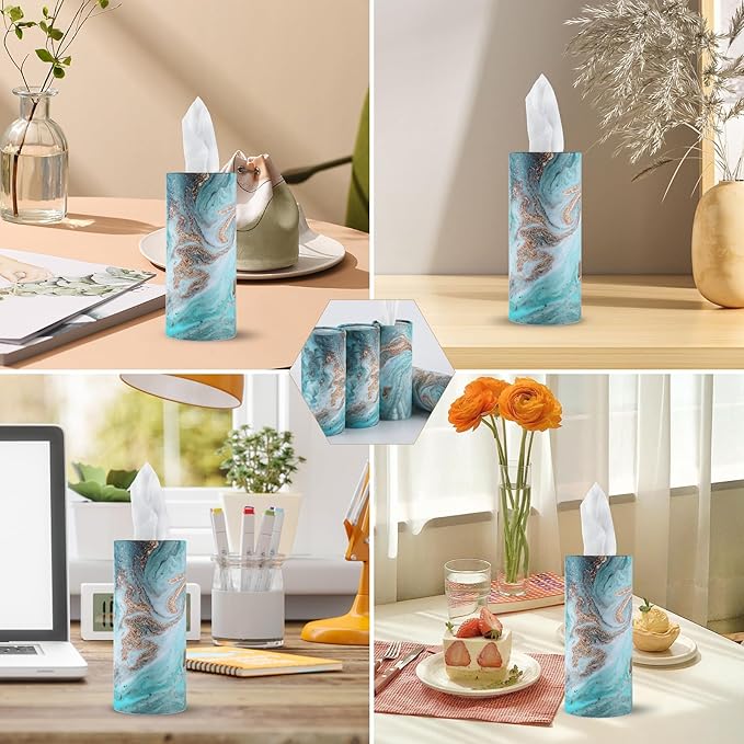 SINGARO Car Tissue Holder, 4 Pack Car Cup Holder Facial Tissues with Travel Tissue Bag, Quick and Convenient Flower Combination Car Tissue Box(4 Canisters/200 Tissues) Green