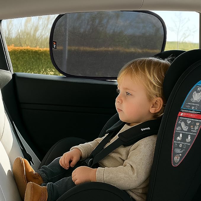 Baby Uma Car Window Shades (2 Pack) - 18.9″ × 12″, UPF 50+ Car Window Covers, 99% UVB + 94% UVA Protection, Static Cling Sun Shade with Travel Bag (Small)
