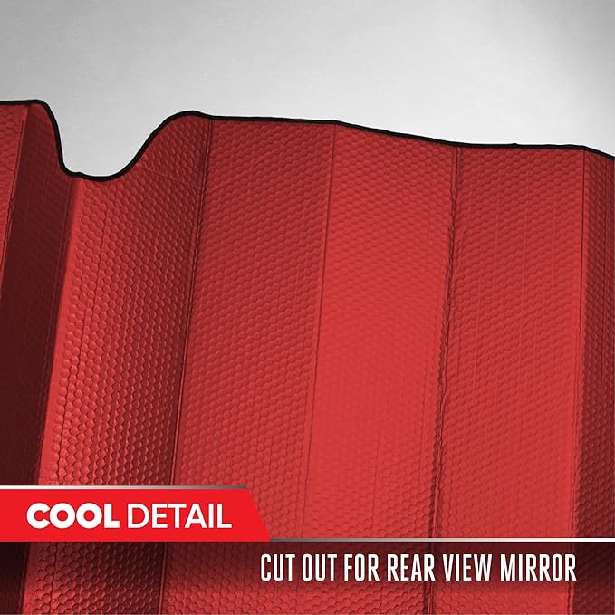 Motor Trend Accordion Red Car Windshield Sun Shade - Car Sun Visor Sun Shade for Car Windshield - Car Window Shades for SUV & Truck - Dash Cover Sun Protection Window Shade Accessories - 58" x 24"