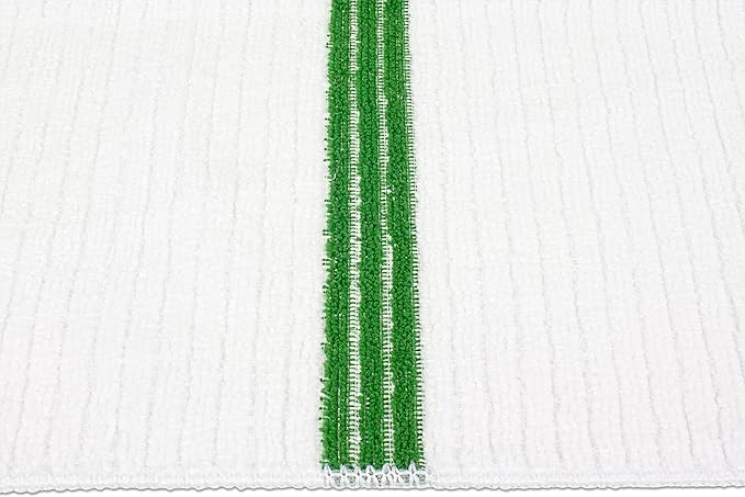 Nouvelle Legende Ribbed Microfiber Bar Mop Towels, Super Absorbent, Cleaning & Drying Cloths, Lint-Free, Streak-Free for Kitchen, Home & Auto, 14x18 Inch, 12-Pack, Green Stripe