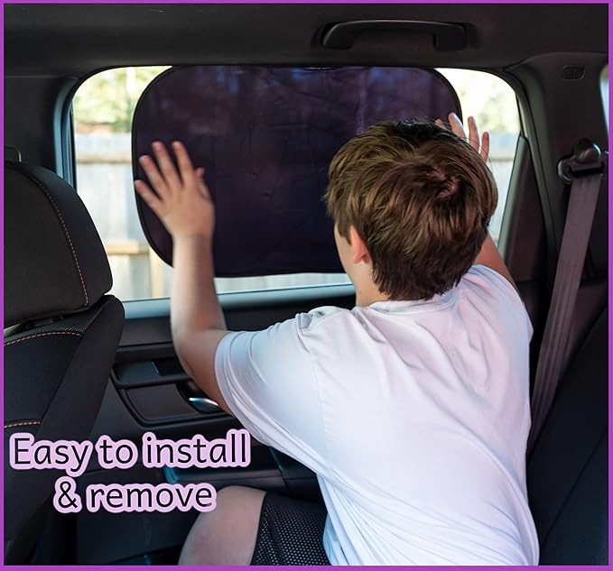 Car Window Shades - Certified 99.79% UVA & 99.95% UVB sun protection. Award winning car sun shade for side windows. 4 Pack (2 Transparency options) 22" x 14" -window shade for car baby by Kinder Fluff