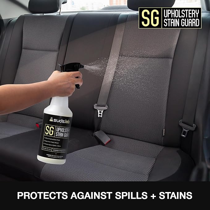 Suds Lab SG Upholstery Stain Guard for Car Seats, Cloth, Furniture, Restore Fabric Repellency and Prevent Stains, 32 Oz.