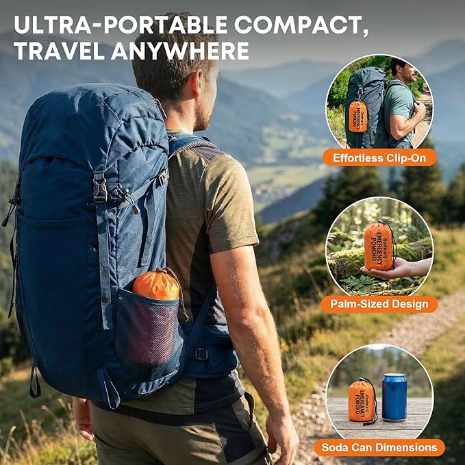 Emergency Sleeping Bag for Survival: 2 Pack Thermal Bivy Sack - 90% Heat Retention in 3 Seconds - 15°C Perceived Temperature Increase - 95% Full-Body Coverage for Family Camping