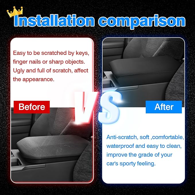 Autorder Center Console Cover for 2024-2025 2026 Toyota Land Cruiser LC250 Accessories Armrest Cover Anti-Scratch Middle Console Pad Leather Armrest Protector