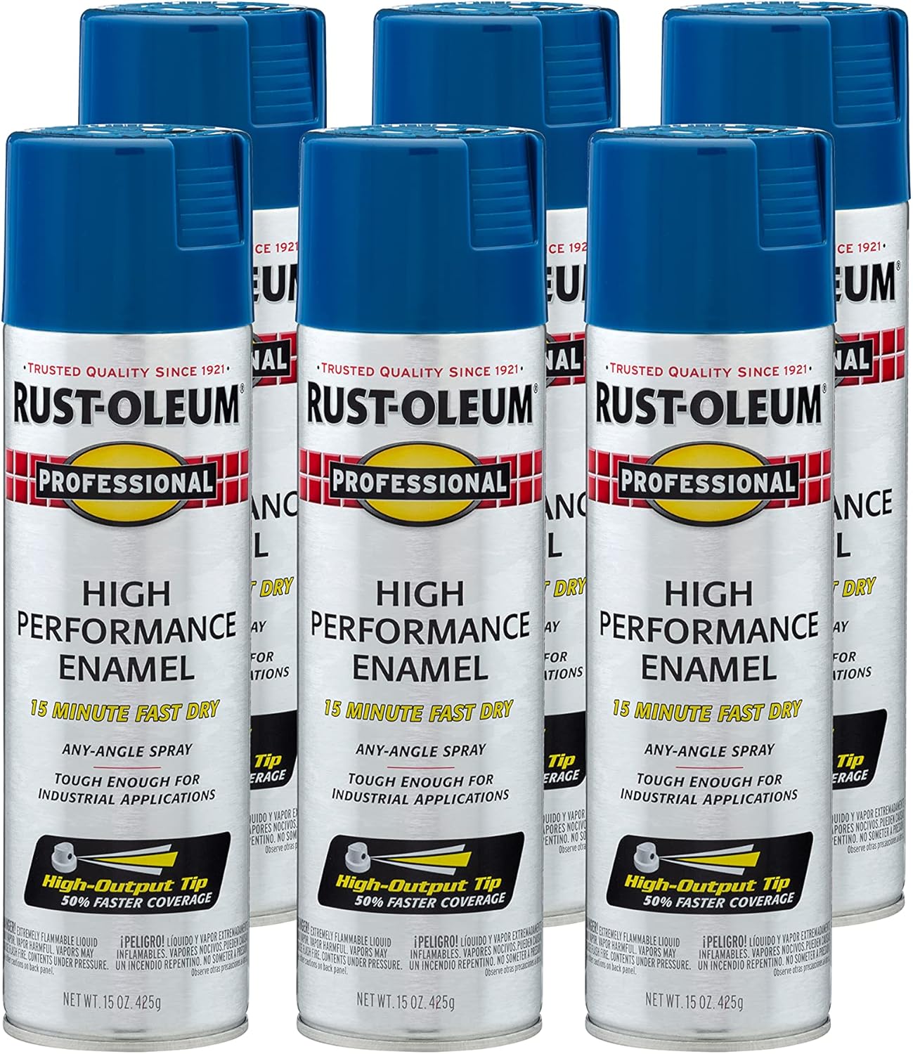 Rust-Oleum 7527838-6PK Professional High Performance Enamel Spray Paint, 15 Oz, Gloss Royal Blue, 6 Pack