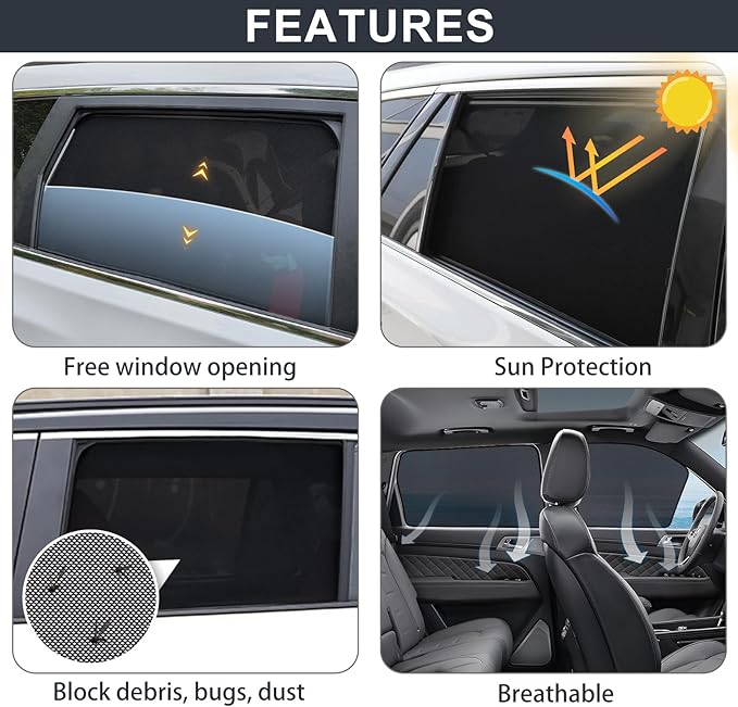 XCBYT 4 Pack 2021-2024 Honda Civic Window Shades with Breathable Mesh Window Covers 99% Sun UV Blackout Keeps Cool Privacy Curtains for Breastfeeding, Napping, Dressing, Camping