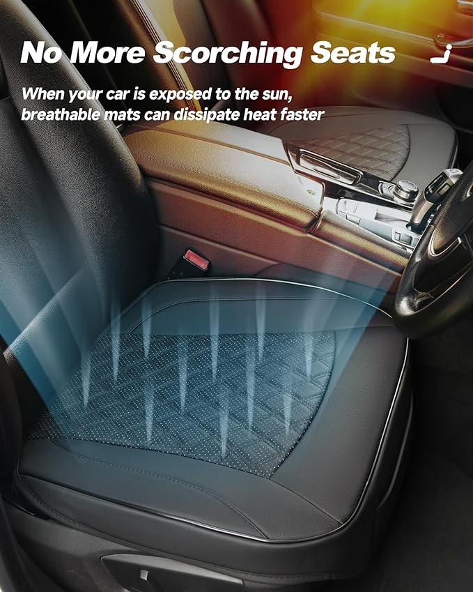 West Llama PU Leather Car Seat Cover Fit Winter,Breathable Bottom Seat Covers for Cars for Heated Seats,Universal Fits 90% Cars,SUVs,Sedans,21.26 × 20.86 Inch(1Piece-Black)
