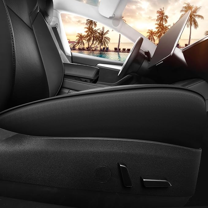 Custom Fit 2017 2018 2019 2020 2021 2022 2023 Tesla Model 3 Seat Cover Waterproof Seat Protects (Black-Model 3)
