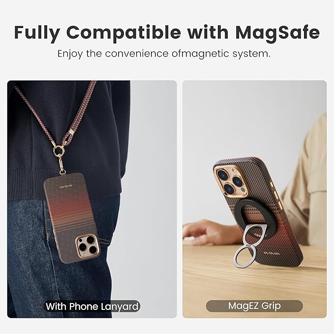 pitaka for iPhone 16 Pro Max Case Compatible with MagSafe, Shockproof Case iPhone 16 Pro Max, 1500D Aramid Fiber and TPU Combined [Military Grade Protective Case-Sunset] | Shockproof Case, 1500D Aramid Fiber, TPU Combined