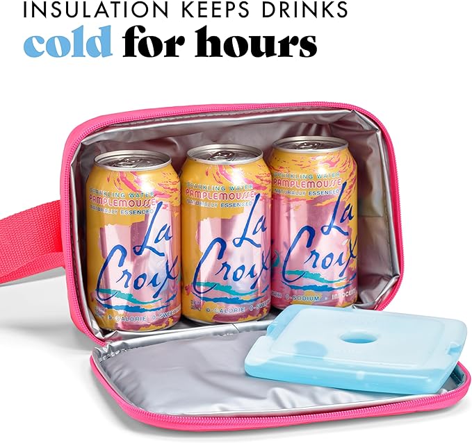 Fit & Fresh Insulated Belt Bag, Small Insulated & Leakproof Cooler, Adjustable Fanny Pack for Women, Small Soft Cooler, Crossbody Bags for Women, Hot Pink