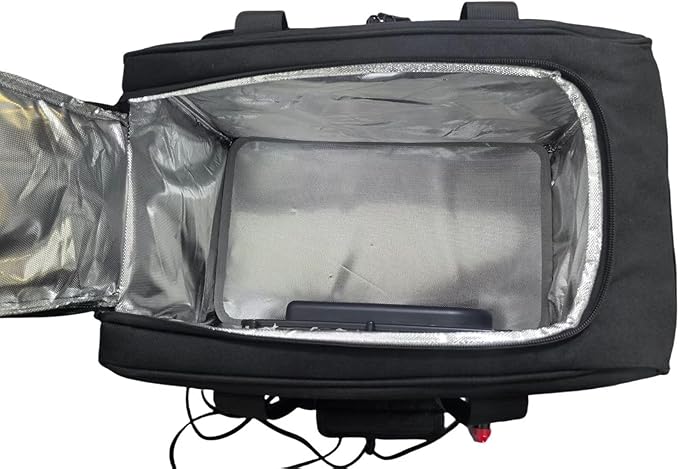 Electric Car Cooler Bag, Plug in 12V Car Cooler Bag, 25 Liter with Adjustable Shoulder Strap, Cord Storage, Road Trip Black