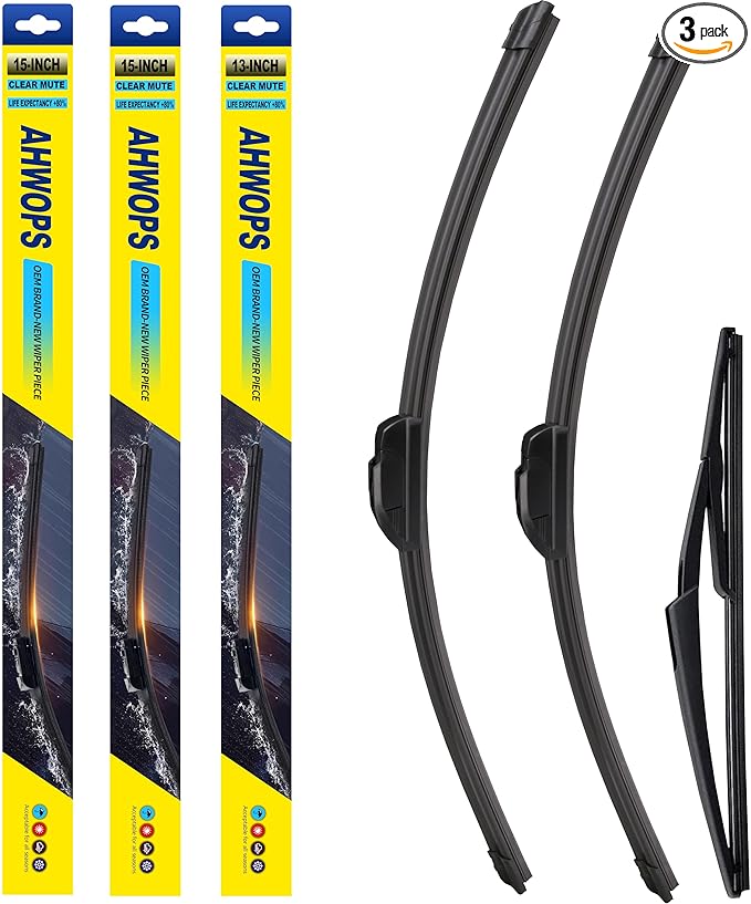 3 Wiper Front and Rear Wiper Blades for Jeep Wrangler 07-18, OE Original Style (15″/15″ Front/13″ Rear) For My Car