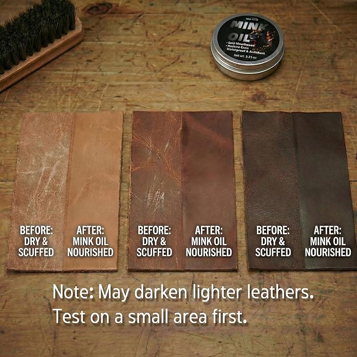 Mink Oil Leather Conditioner- 3.52oz Waterproof Formula Softens & Restores Boots, Shoes, Furniture