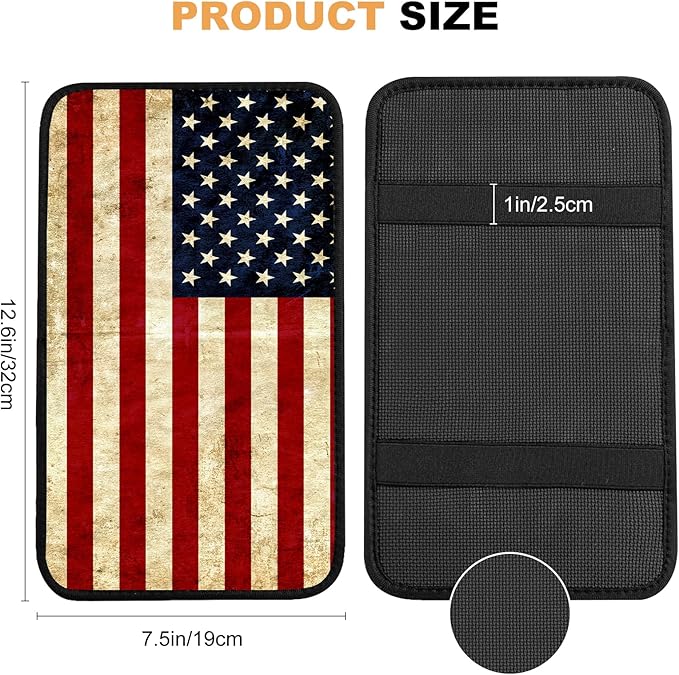 Auto Center Console Pad,American Flag 1 Auto Armrest Pad Seat Box Cushion,Armrest Cover Protector for Vehicle SUV Truck Car