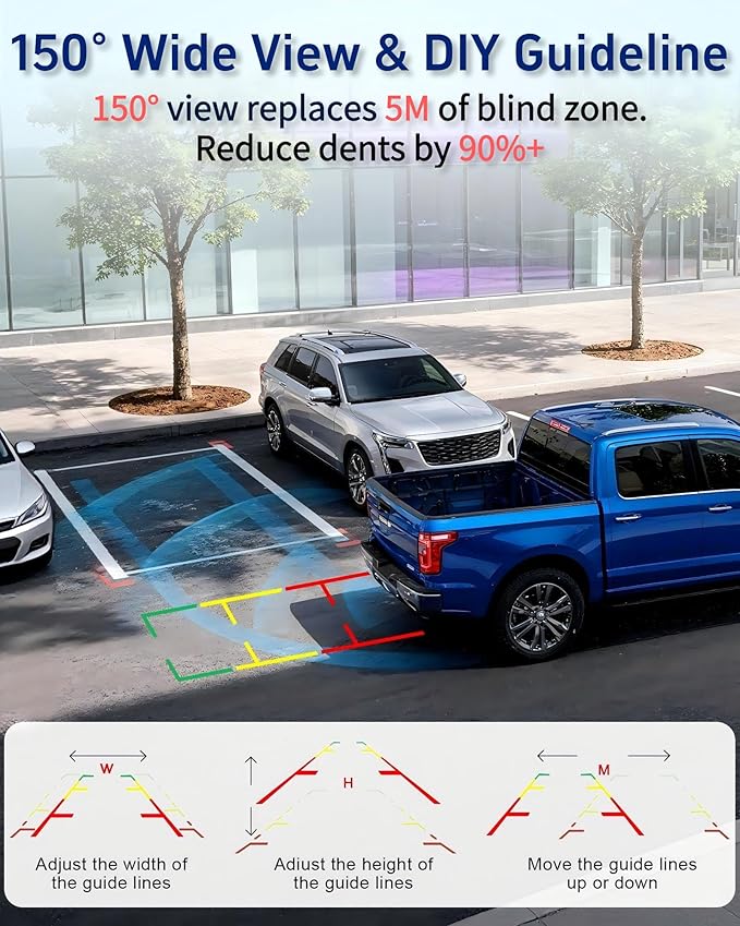 HD 1080P Backup Camera: 15-Min Easy Install 7 inch Large Screen Color Night Vision See Clearly at Night Up to 10 Meters - Reverse Camera for Trucks Cars Pickup SUVs Rear View Safety & Parking Assist