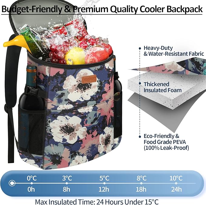 Camping Cooler Backpack 30 45 Cans, Soft Backpack Coolers Insulated Leak Proof Travel Cooler Bag Waterproof Lunch Picnic Beach Work Trip Thermal Bag Drink Beverage Beer Bag Cooler