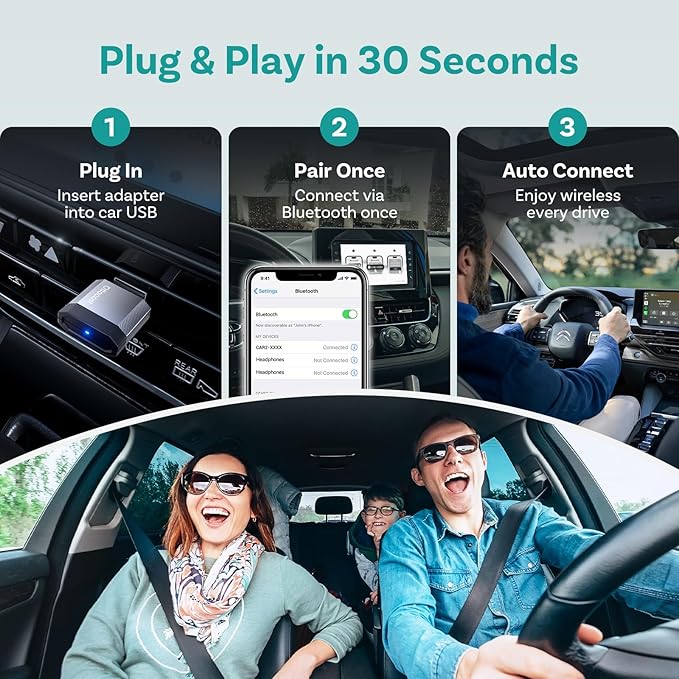 OTTOCAST Mini Nova, 2 in 1 New Gen Wireless Carplay & Android Auto Adapter, Plug & Play, Auto Reconnect USB Dongle, Compatible with OEM Wired Carplay/Android Auto Cars