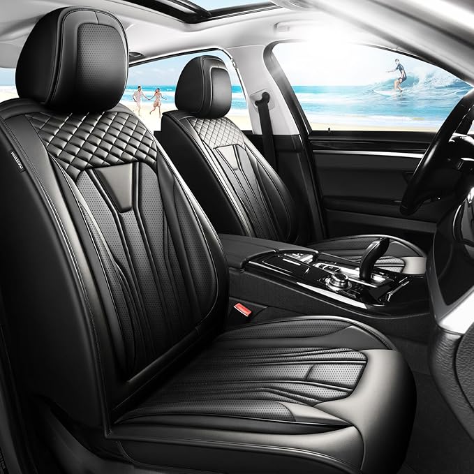 Fit HRV Car Seat Covers Compatible with Honda HRV 2016-2025 2026, Premium Leather Breathable, Wear Resistant, Airbag Compatible, All-Weather Protection & Full Coverage, Full Set All Black