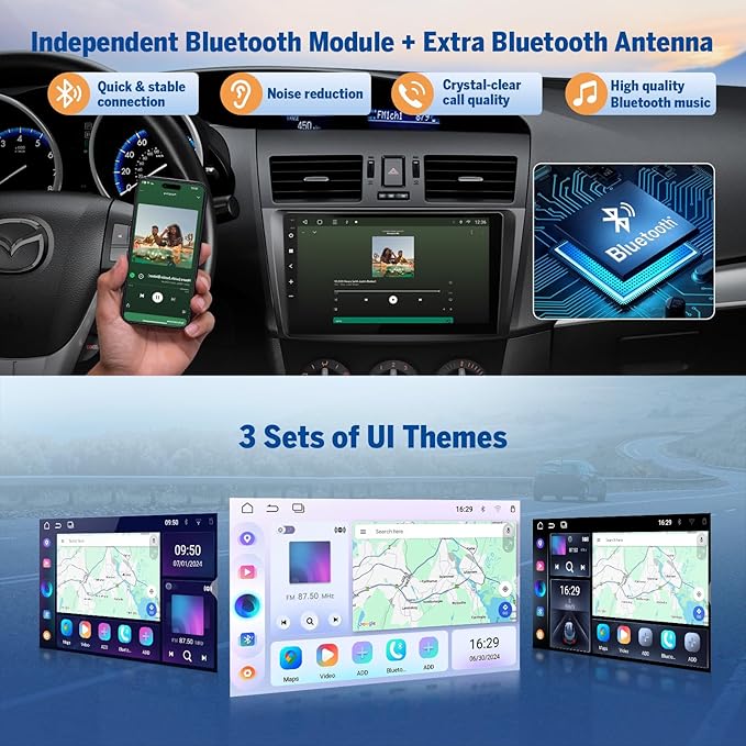 Eonon 4G+64G Car Stereo Android 14 Receiver for Mazda 3 2010-2013,Wireless CarPlay & Android Auto Headunit, 9" Touchscreen GPS Navigation,Bluetooth,AM/FM,SWC,M3BLX7A