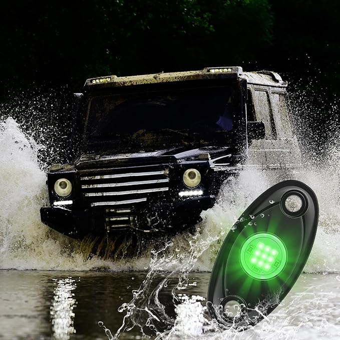 Macarrie 12 Pods Rock LED Lights for Car SUV Underglow Lights Waterproof Neon Trail Rig Lamp Lighting for Truck Motorcycle Boat ATV UTV and More(Green)