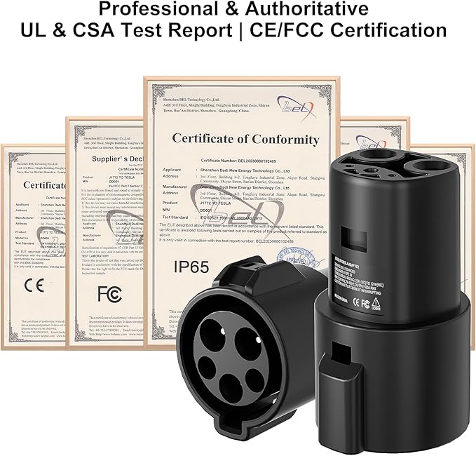 J1772 to Tesla Charger Adapter,for Tesla Model-3/Y/X/S with Safety Certified Charger Connecting Charging Adapter, Max 80A 250V Fast Charging,IP65 Waterproof,Optimal Fit,Easy Setup[Only for Tesla Car]